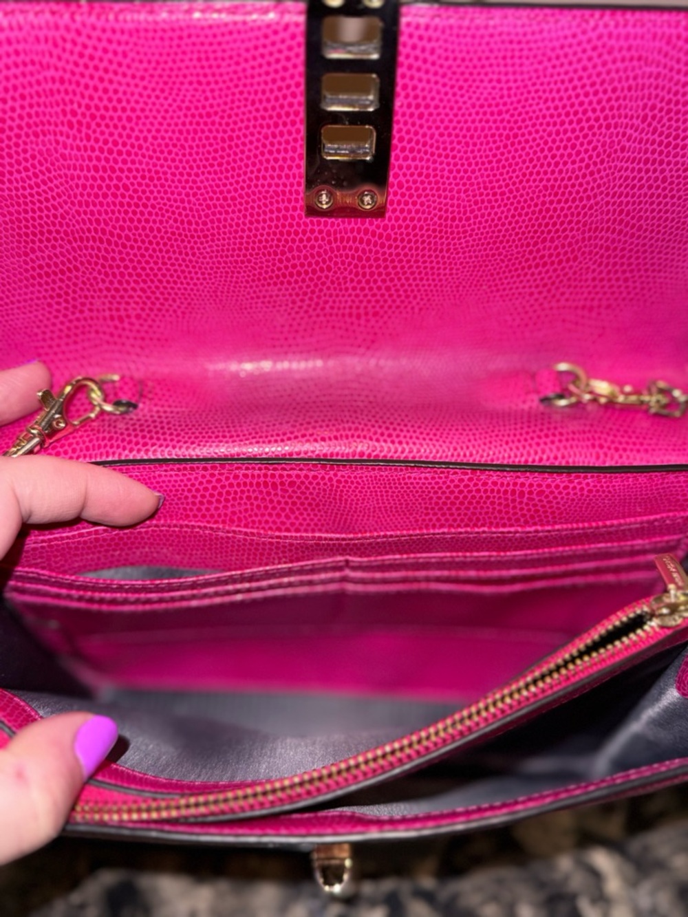 Henri Bendel Snakeskin-Embossed Uptown Crossbody/ Clutch - Picture 12 of 14